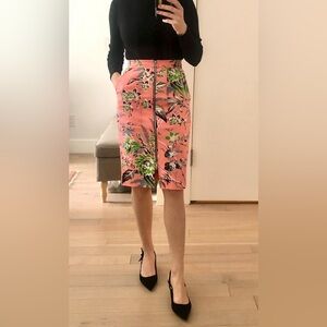 DVF Diane Von Furstenburg pink/coral floral print midi skirt size 4